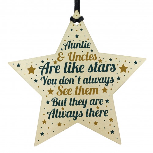 THANK YOU Gift For Auntie Uncle Wooden Star Keepsake Plaque