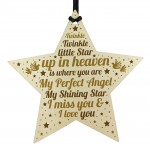 Mum Dad Nan Grandad Friend MEMORIAL Plaque Wood Star Keepsake