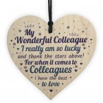 Colleague Plaque Wooden Heart Gift For Colleague Birthday Xmas