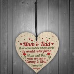 THANK YOU MUM And DAD Gift For Birthday Christmas Wood Heart