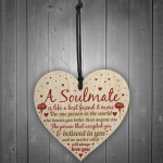 Soulmate Birthday Christmas Card Heart Anniversary Gift Sign