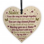 SISTER GIFTS Wood Heart Thank You Keepsake Love Plaque Gift