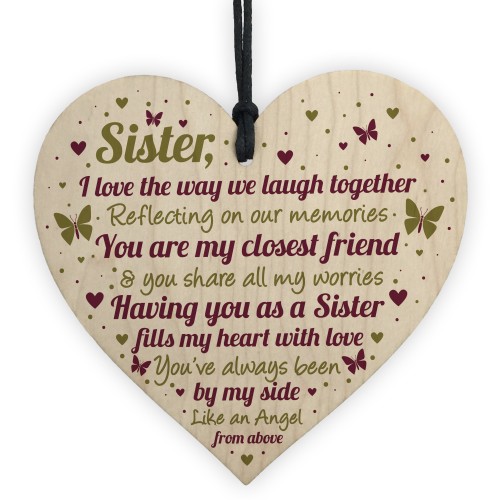 SISTER GIFTS Wood Heart Thank You Keepsake Love Plaque Gift