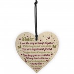 SISTER GIFTS Wood Heart Thank You Keepsake Love Plaque Gift