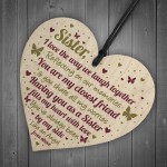 SISTER GIFTS Wood Heart Thank You Keepsake Love Plaque Gift