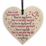 Valentines Gift for Him / Her / Boyfriend Girlfriend Wood Heart 