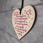 Valentines Gift for Him / Her / Boyfriend Girlfriend Wood Heart 