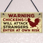 Funny Chicken Plaque Novelty Warning Sign For Coop Door Gate