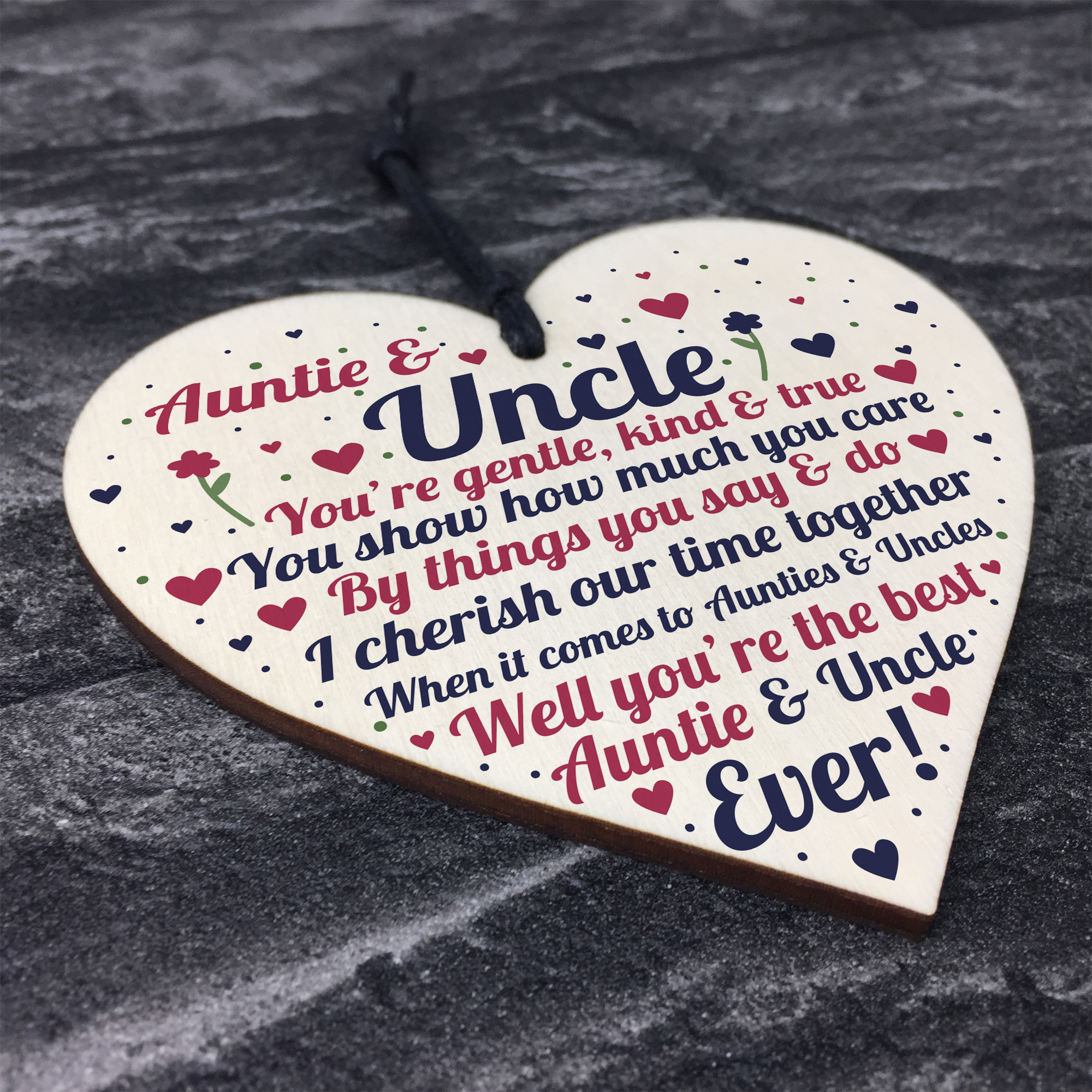 Auntie And Uncle Plaque Wooden Heart Quirky Gifts For Uncle Aunt