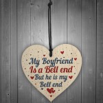 FUNNY Gift For Boyfriend Wooden Heart Boyfriend Birthday Card