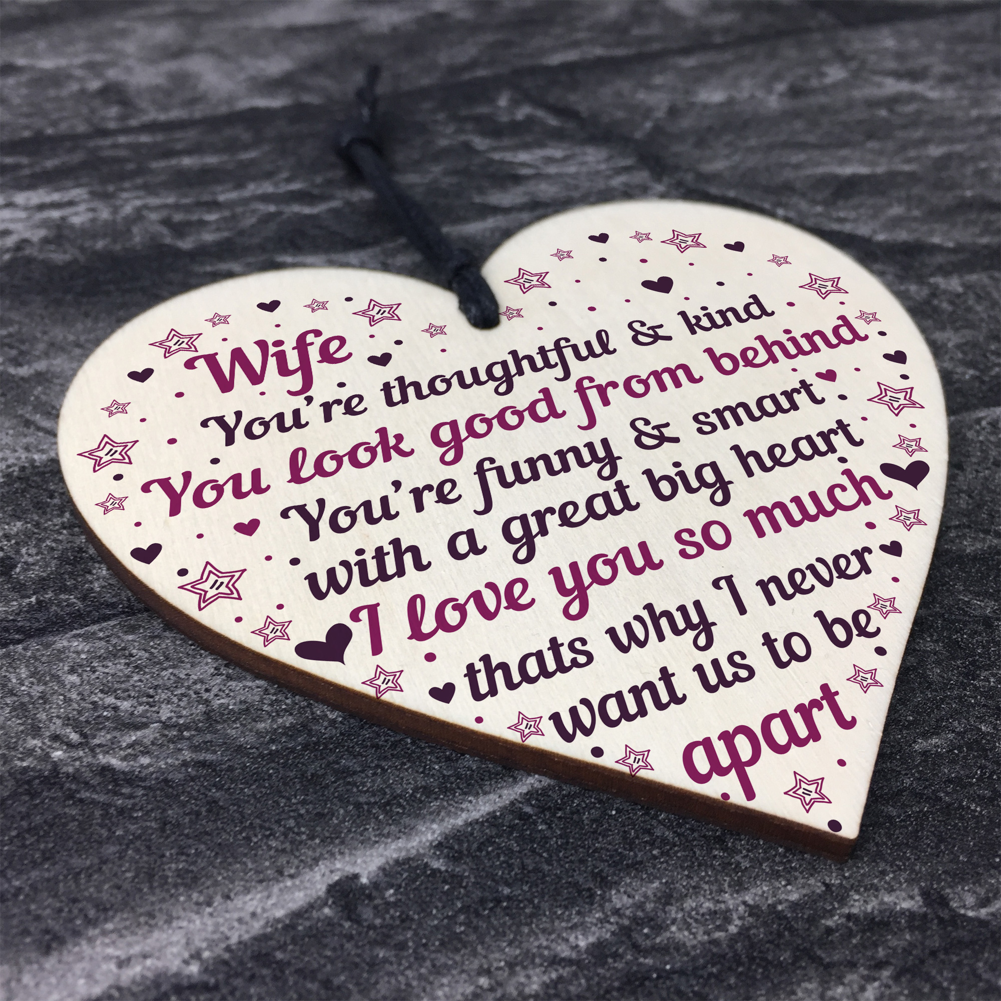 Wife Anniversary Cards Heart Wife Birthday Card Gift THANK YOU