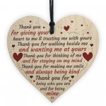 Thank You Heart Plaque Romantic Anniversary Valentines Day Gift