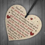 Thank You Heart Plaque Romantic Anniversary Valentines Day Gift