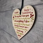 Valentines Day Wood Heart Gift Keepsake For Boyfriend Girlfriend