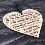 Valentines Day Wood Heart Gift Keepsake For Boyfriend Girlfriend