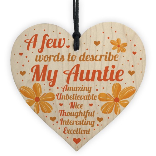 Auntie Gifts Auntie Birthday Card Gift Heart Plaque Mothers Day