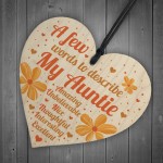 Auntie Gifts Auntie Birthday Card Gift Heart Plaque Mothers Day