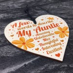 Auntie Gifts Auntie Birthday Card Gift Heart Plaque Mothers Day