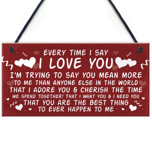 Love You Plaque Hanging Plaque Anniversary Valentines Day Gift 