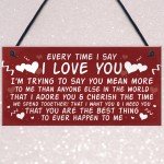 Love You Plaque Hanging Plaque Anniversary Valentines Day Gift 