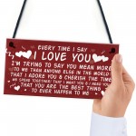 Love You Plaque Hanging Plaque Anniversary Valentines Day Gift 