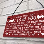 Love You Plaque Hanging Plaque Anniversary Valentines Day Gift 