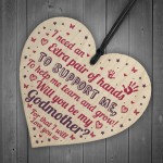 Will You Be My Godmother Wooden Heart Godparent Asking Gifts