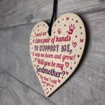 Will You Be My Godmother Wooden Heart Godparent Asking Gifts