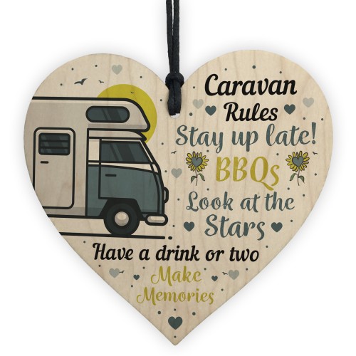 Caravan Rules Novelty Plaque Home Decor Retirement Friend Gifts