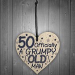 Rude 50th Birthday Funny Wooden Heart Birthday Gift Dad Uncle