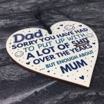 Funny Rude Dad Birthday Fathers Day Gift Wooden Heart Sign