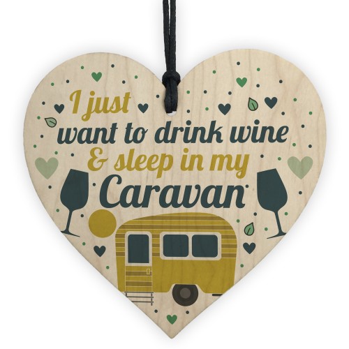 Novelty Caravan Motorhome Gifts Hanging Wooden Heart