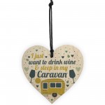 Novelty Caravan Motorhome Gifts Hanging Wooden Heart