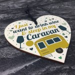 Novelty Caravan Motorhome Gifts Hanging Wooden Heart