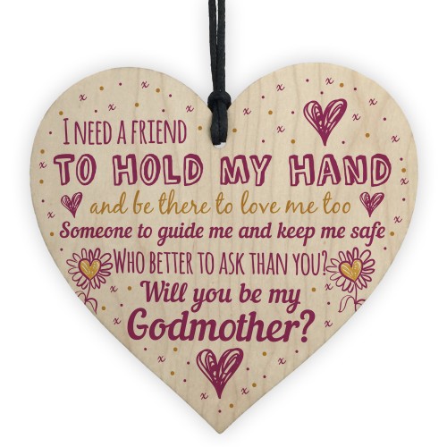 Will You Be My Godmother Gift For Friend Wood Heart Godparent