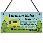 Funny Novelty Caravan Rules Hanging Wall Plaque Home Decor