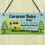 Funny Novelty Caravan Rules Hanging Wall Plaque Home Decor