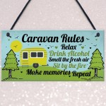 Funny Novelty Caravan Rules Hanging Wall Plaque Home Decor