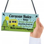 Funny Novelty Caravan Rules Hanging Wall Plaque Home Decor