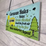 Funny Novelty Caravan Rules Hanging Wall Plaque Home Decor