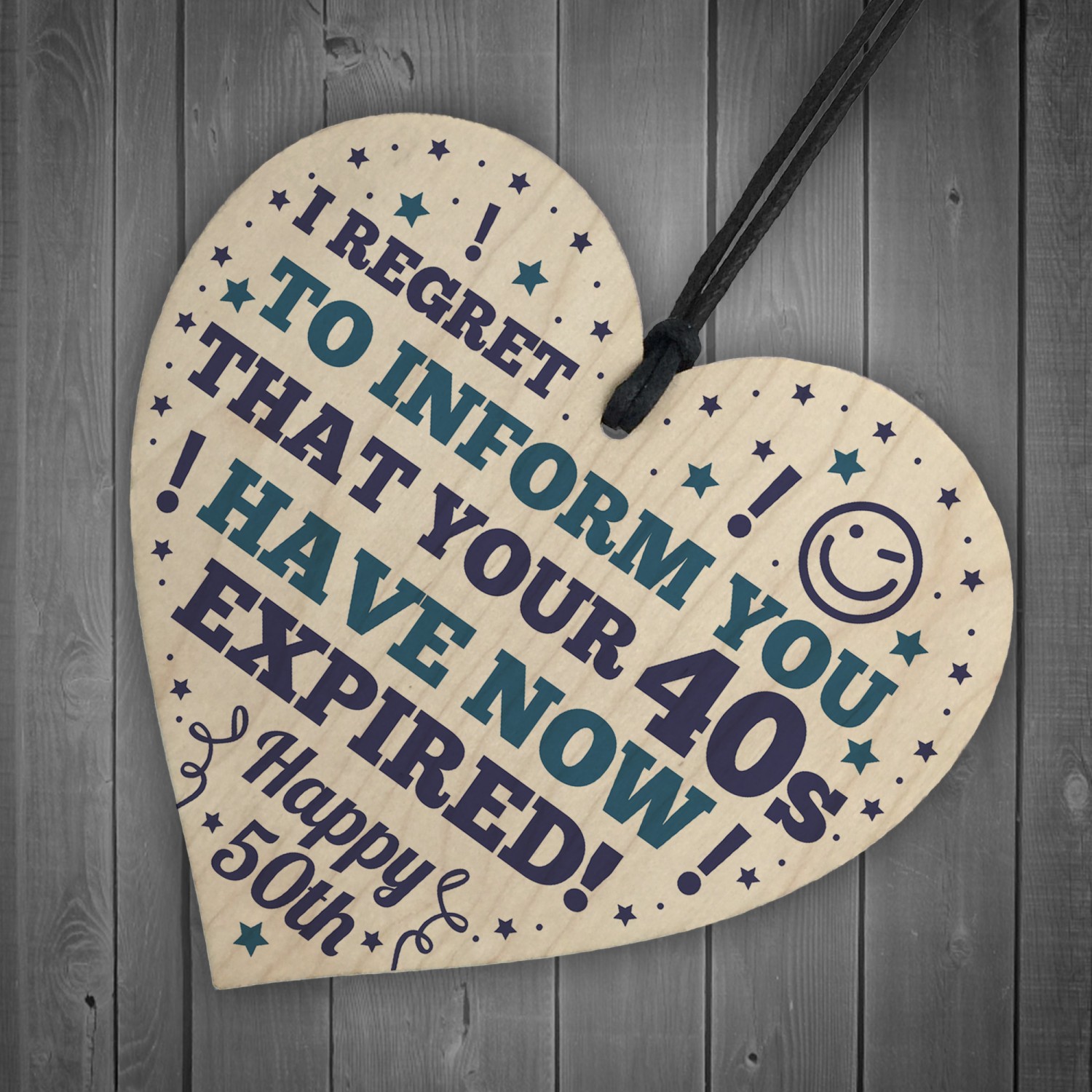 Novelty 50th Birthday Gifts For Mum Dad Brother Wood Heart