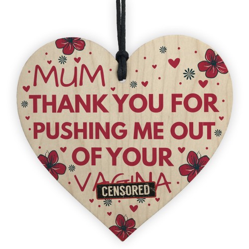 Rude Mum Gift For Birthday Mothers Day Wooden Heart Gifts