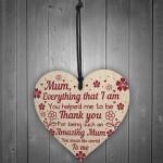 Thank You Mum Gift Mothers Day Gift Wooden Heart Mum Birthday