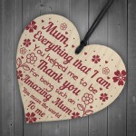 Thank You Mum Gift Mothers Day Gift Wooden Heart Mum Birthday