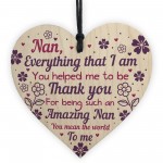 Thank You Nan Gift Mothers Day Gift Wood Heart Nan Birthday Gift