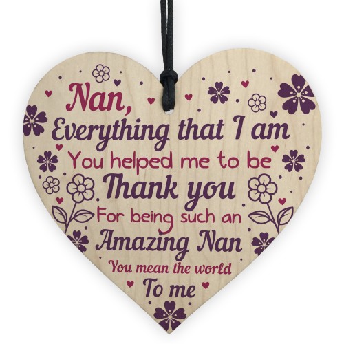 Thank You Nan Gift Mothers Day Gift Wood Heart Nan Birthday Gift