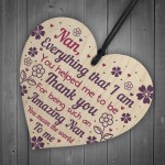 Thank You Nan Gift Mothers Day Gift Wood Heart Nan Birthday Gift