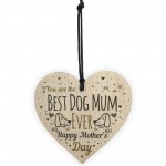 Funny Mother's Day Gift Card Wooden Heart Best Dog Mum Gifts