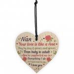 Nan Gifts Wood Heart Nan Birthday Gifts Love Plaque Mothers Day