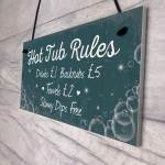 Funny Hot Tub Rules Novelty Hanging Garden Shed Plaque Jacuzzi